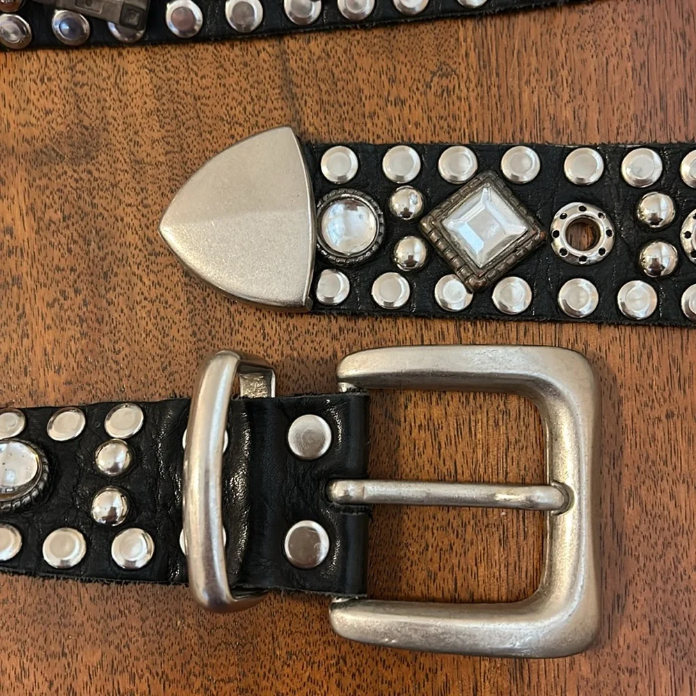 Sandcastle New York Embellished Black Leather Belt  - Vintage - Picture 4 of 4